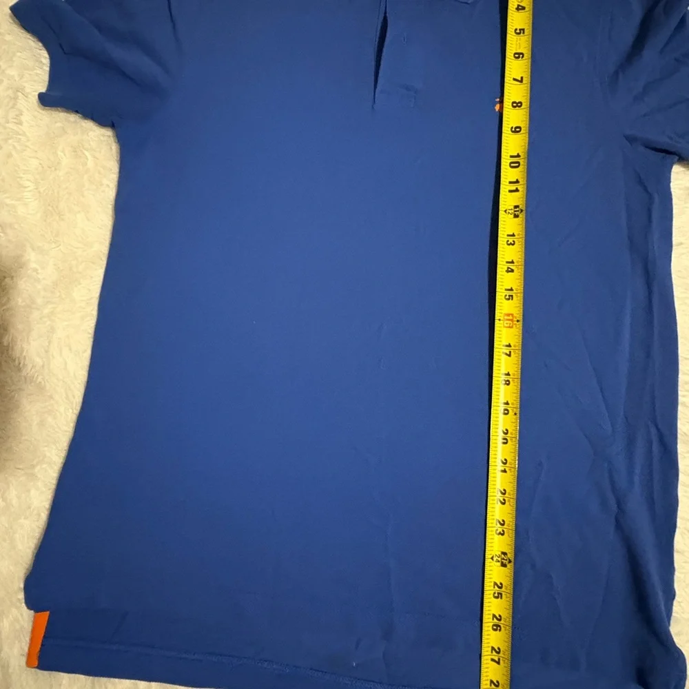 BROOKS BROTHERS Cobalt Blue Orange Logo Supima Cotton Short Sleeve Polo Size M